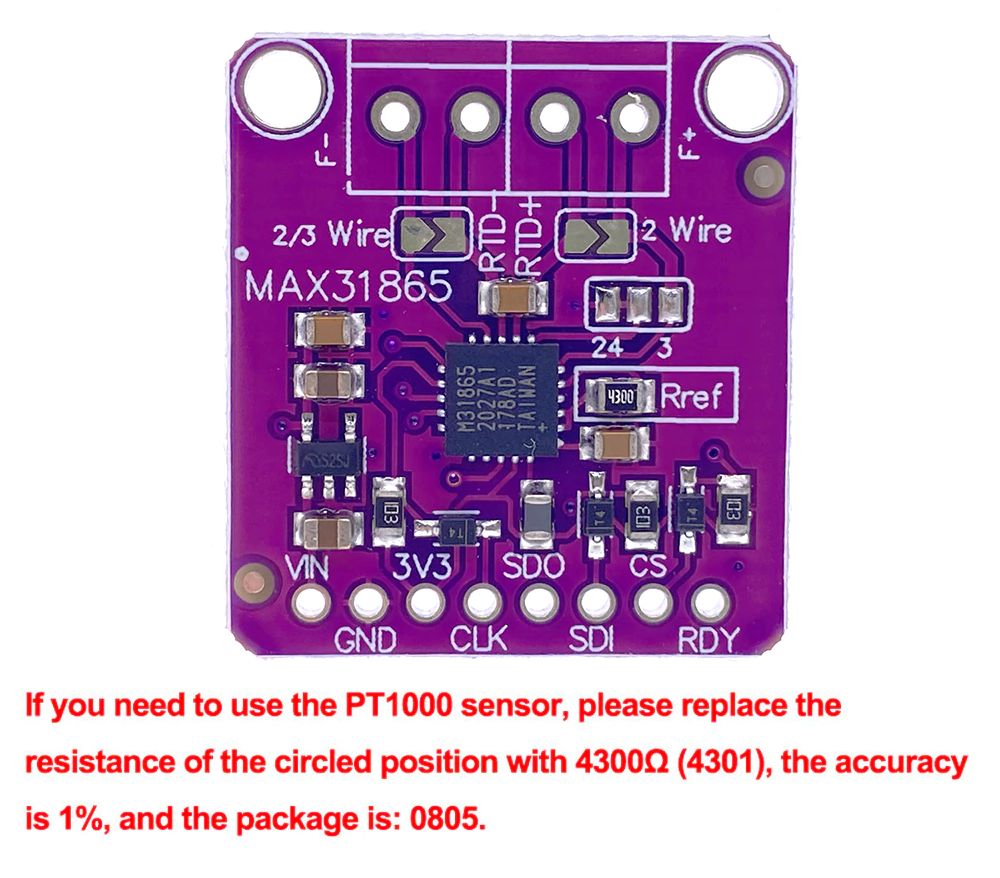 Temperatuur sensor module RTD-to-Digital PT100 PT1000 met MAX31865 chip informatie